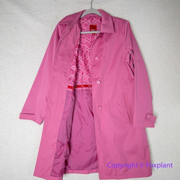 Vintage Esprit Women's Solid Pink Knee-Length Rain Coat, size S - Picture 14 of 16
